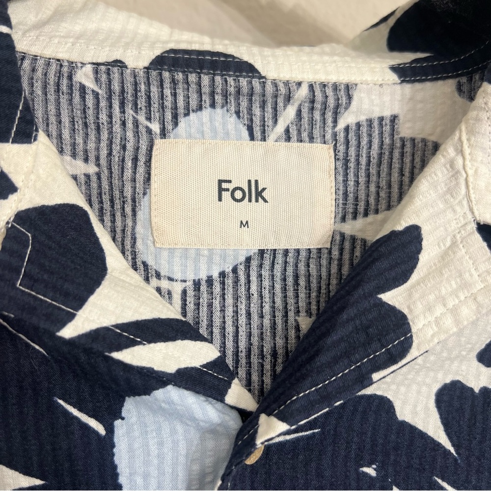 Folk Clothing Men’s retro floral cotton button down camp shirt vacation resort M - Picture 7 of 12